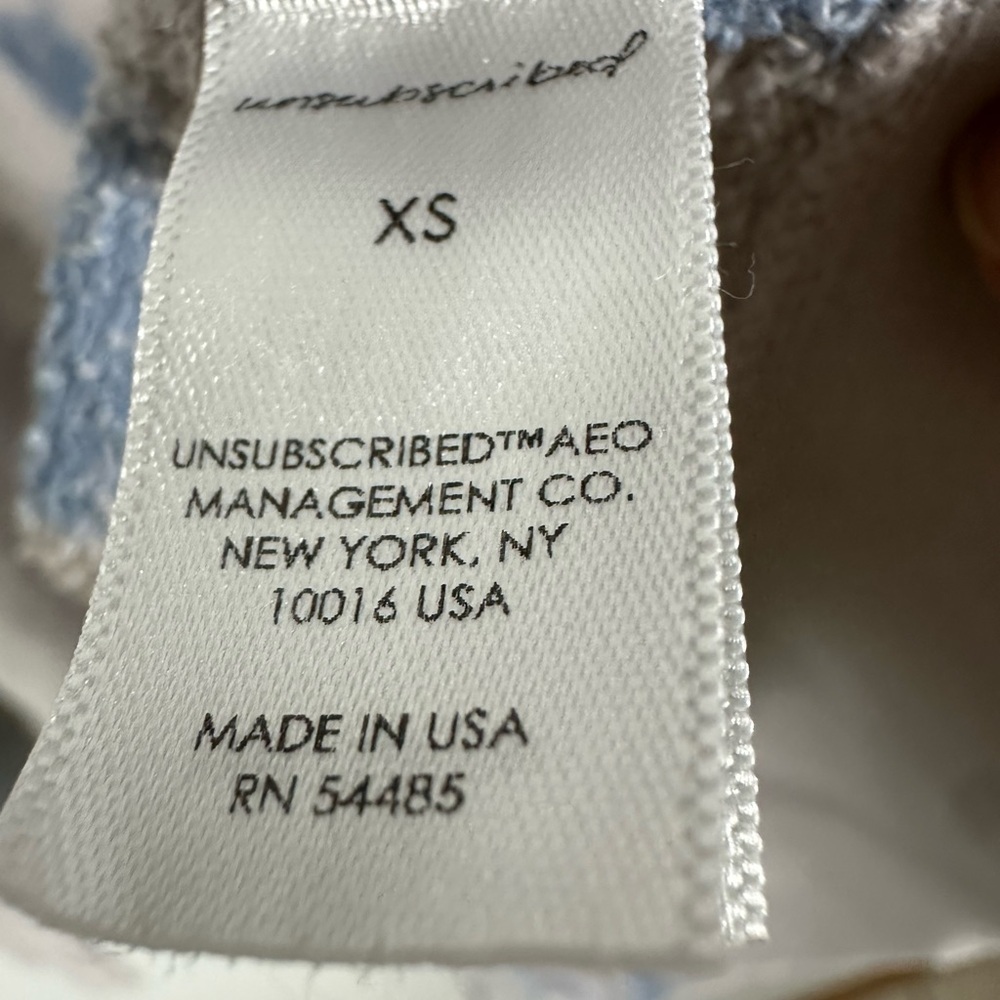 Unsubscribed Tie-Dye Sweatshirt Blue Distressed 100% cotton size XS oversized - Picture 3 of 7